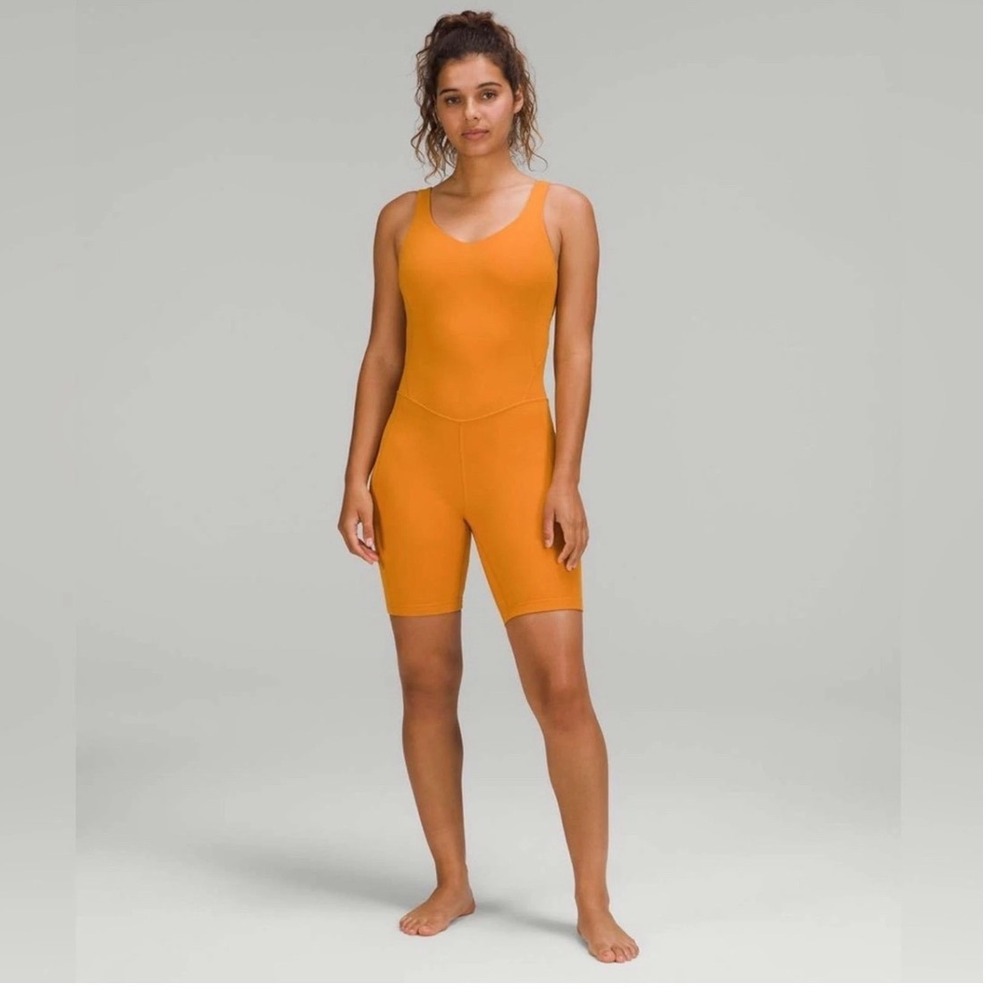 Lululemon Align Bodysuit Shorts Romper Orange Yoga Pilates Athleisure 4